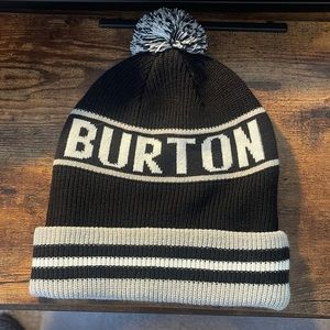 Black, Gray and White Burton Beanie with pom